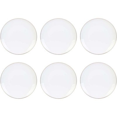 Assiette en porcelaine avec liseré doré (Lot de 6) Assiettes plates - 20 cm CMP