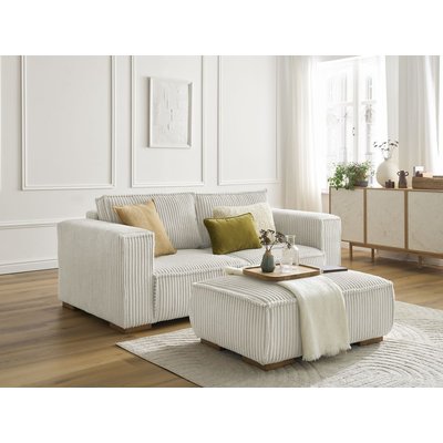 Canapé droit fixe 3 places en gros côtelé doux avec pouf, CHELSEA BOBOCHIC