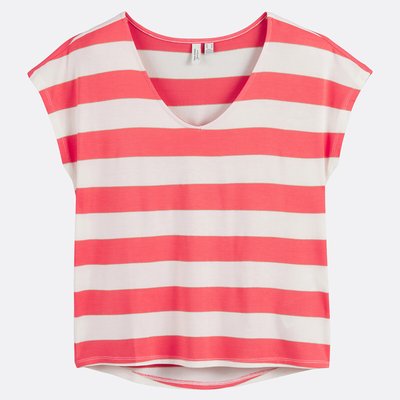 T-shirt com decote em V às riscas VERO MODA