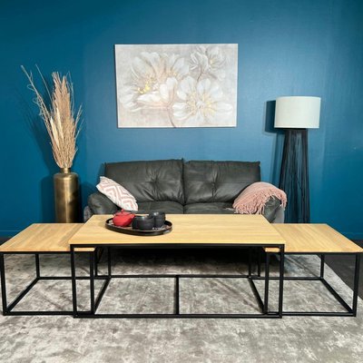 Table basse gigogne en bois de chêne huilé (lot de 3) COLOGNE PIER IMPORT