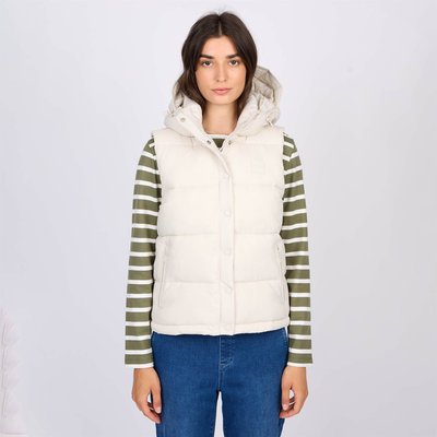 Doudoune sans manche beige avec capuche La Redoute
