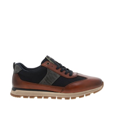 Sneakers en cuir cognac avec semelle à talon plat et zip latéral RIEKER