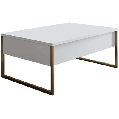 Table basse en aggloméré blanc et métal doré Luxe HANAH HOME