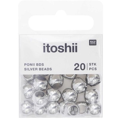 Itoshii pack 20 perles Ponii perle couleur argent RICO DESIGN