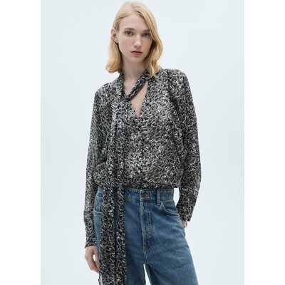 Blouse léopard col noué MANGO
