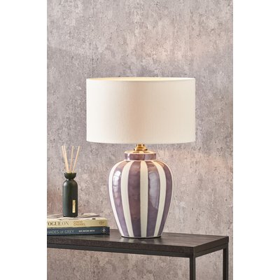 Lilac Stripped Ceramic Table Lamp Base SO'HOME