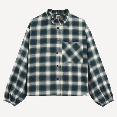 Chemise à carreaux, avec col volanté et manches longues LA REDOUTE COLLECTIONS