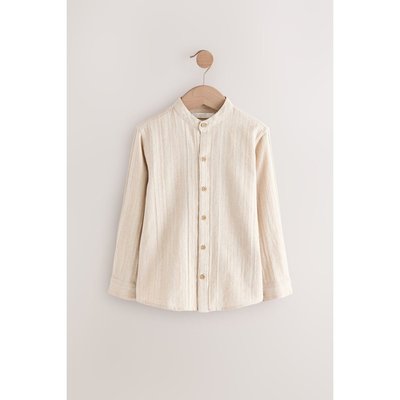 Chemise en lin manches longues col officier NEXT