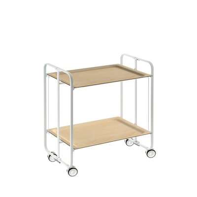 Table roulante pliante  BAUHAUS châssis blanc, 2 plateaux DON HIERRO