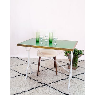 Table à manger bistrot vintage en émail et fonte Denise N°1377 - Bon état DEBONGOUT