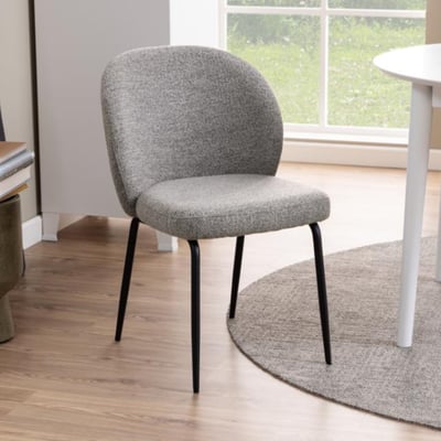 Chaise scandinave bouclette et pieds en métal noir (lot de 2) - PAMELA HELLIN, DEPUIS 1862
