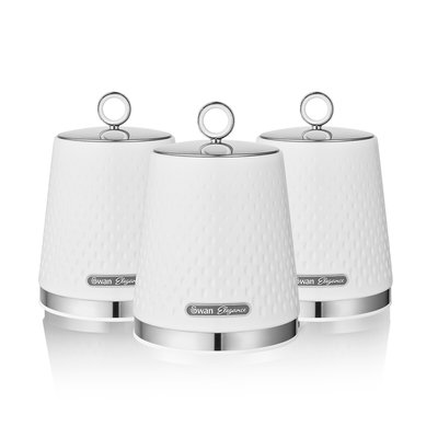 Set of 3 Elegance Tea Coffee Sugar Canisters SWAN
