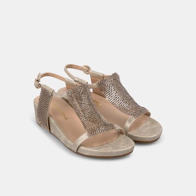 Sandales compensées avec détail de maillage strass sur le cou-de-pied et fermeture à boucle ALMA EN PENA
