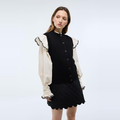 Cardigan sans manches contenant de la laine et du coton. MONOPRIX