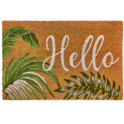 Paillasson coco feuillage Hello 60x40x1.5cm WADIGA