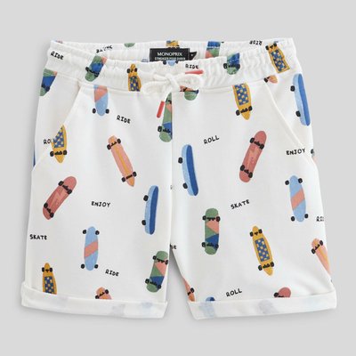 Short élastiqué en molleton imprimé en coton BIO GOTS MONOPRIX