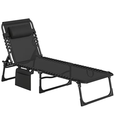 Chaise longue Textilène Noir OUTSUNNY