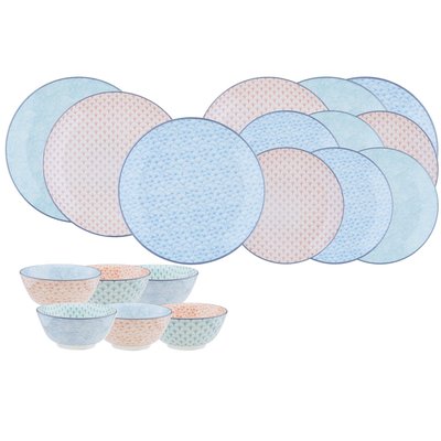 Lot de 18 set les essentiels en porcelaine, PATTERN BJORN