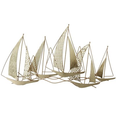 Décoration murale en métal 5 voiliers dorés PIER IMPORT