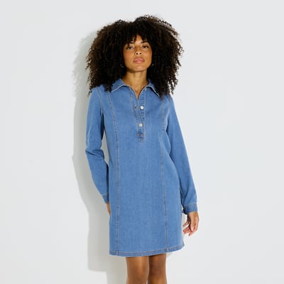 Robe courte en jean manches longues GRAIN DE MALICE