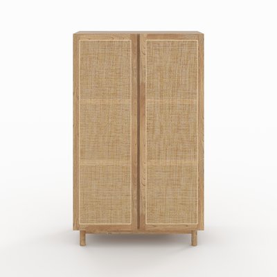 Armoire en bois massif de mindi et rotin - DELYA RENDEZ-VOUS DÉCO