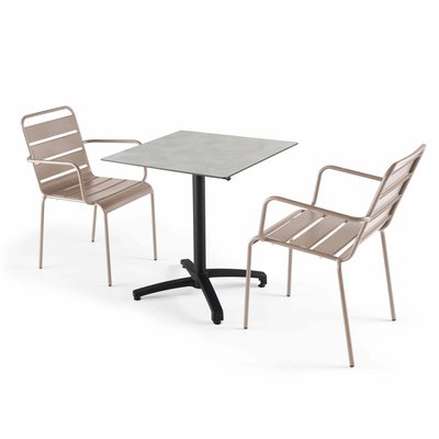 Table inclinable en HPL avec fauteuils en métal, OPERA OVIALA