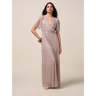 Robe longue évasée réalisée en jersey plissé OLTRE