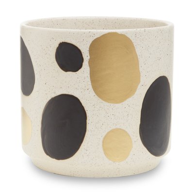 14cm Spotted Ceramic Planter - White & Gold SO'HOME