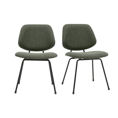 Chaises design en tissu effet velours texturé bleu foncé et métal noir (lot de 2) BARNET MILIBOO