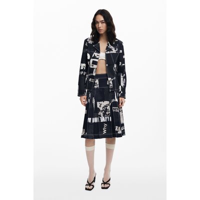 Jupe midi plissée imprimé journal DESIGUAL