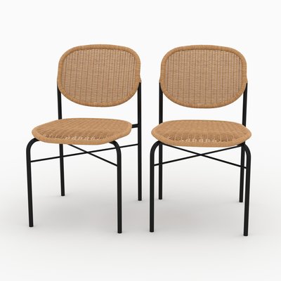 Lot de 2 chaises en résine et pieds en métal - MESSA RENDEZ-VOUS DÉCO