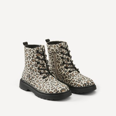 Lack-Schnürstiefeletten mit Leopardenmuster LA REDOUTE COLLECTIONS