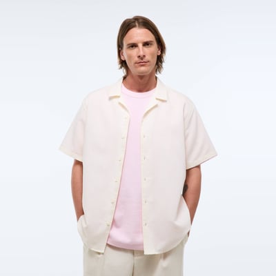 Chemise manches courtes en lin / coton MONOPRIX