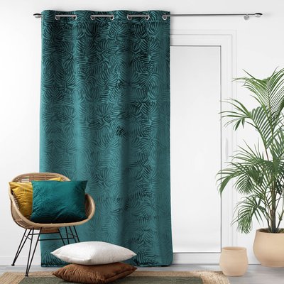 Rideau occultant en velours feuilles de monstera DOUCEUR D'INTÉRIEUR