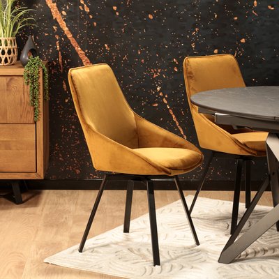 Chaise en velours doré pivotante (lot de 2) OKA PIER IMPORT
