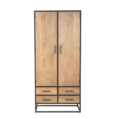 Buffet haut en bois clair 2 portes 4 tiroirs RIVANO PIER IMPORT