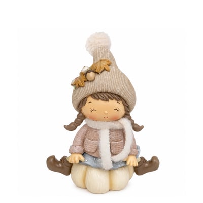 Figurine fillette assise de noël décorative artificielle H18 PUMPKIN SIA