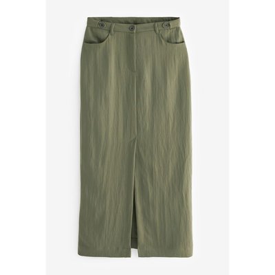 Jupe mi-longue style militaire fente centrée NEXT