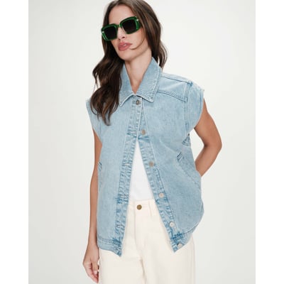 Veste sans manches en jean oversize skyblue Vallonia GRACE & MILA