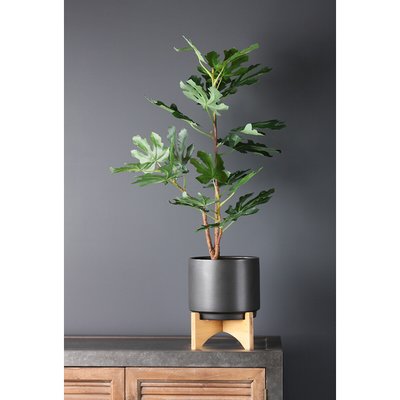 22x  21cm Plain Black Planter on Stand SO'HOME