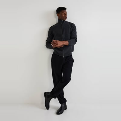 Gilet col montant zippé en mélange coton et cachemire MONOPRIX