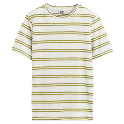 Striped Linen T-Shirt with Crew Neck LA REDOUTE COLLECTIONS
