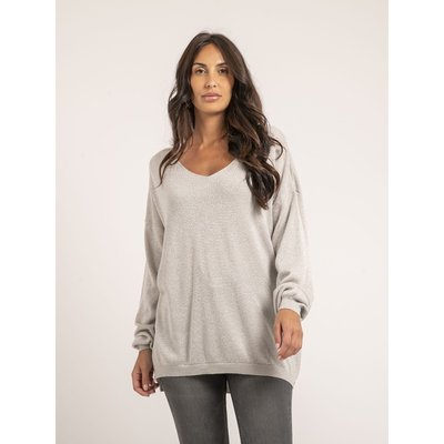 Pull gris pailleté femme discount