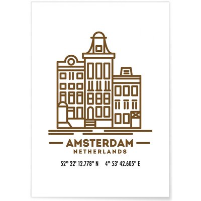 Poster Coordonnées Amsterdam L'AFFICHERIE