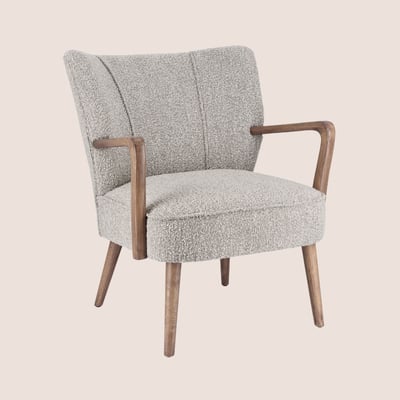 Fauteuil crapaud à accoudoirs en tissu bouclette gris - JIM HELLIN, DEPUIS 1862