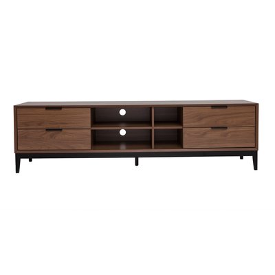Meuble TV vintage finition bois foncé noyer et métal noir avec rangements L180 cm SARTO MILIBOO