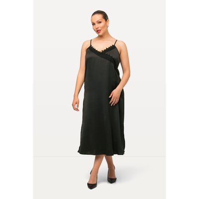 Robe en satin, style cache-cœur, dentelle ULLA POPKEN