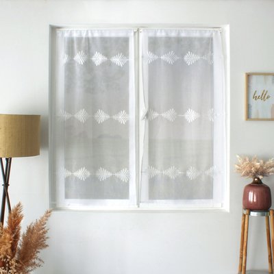 Paire de petits vitrages brodés feuillage HOME MAISON