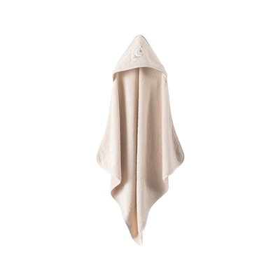 Cape de bain coton bio BIENVENUE CARRE BLANC