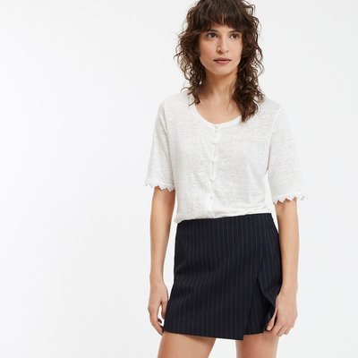 Tee shirt en lin manches courtes LA REDOUTE COLLECTIONS